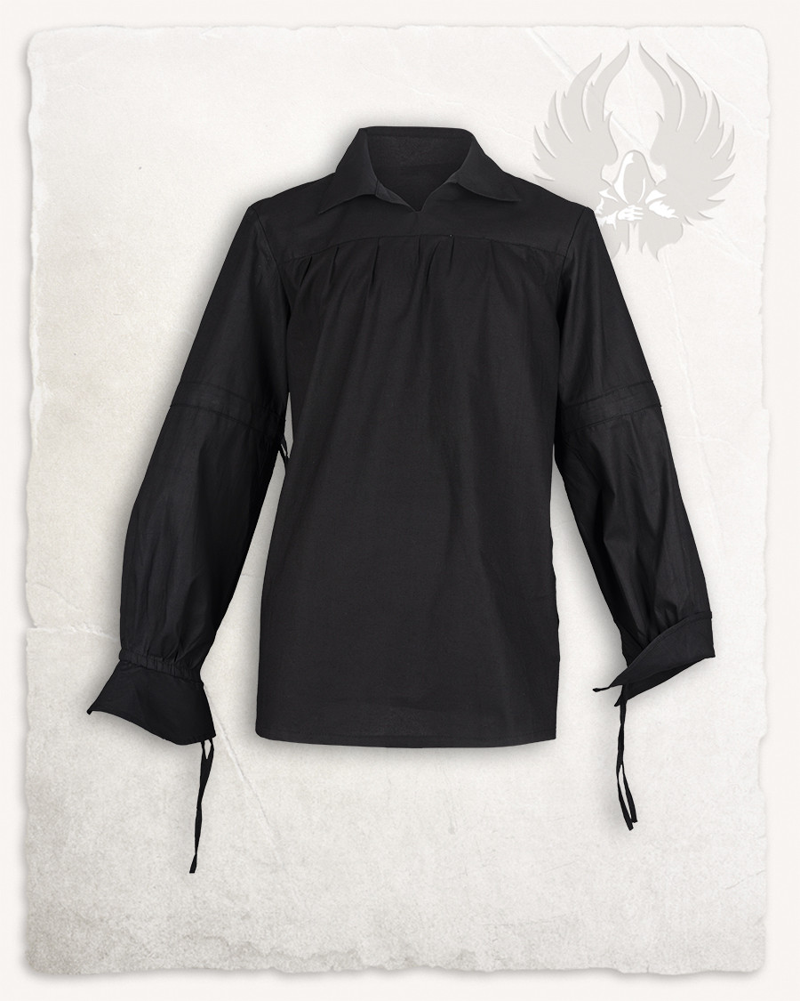 Chemise médiévale noire en coton modèle Tilly