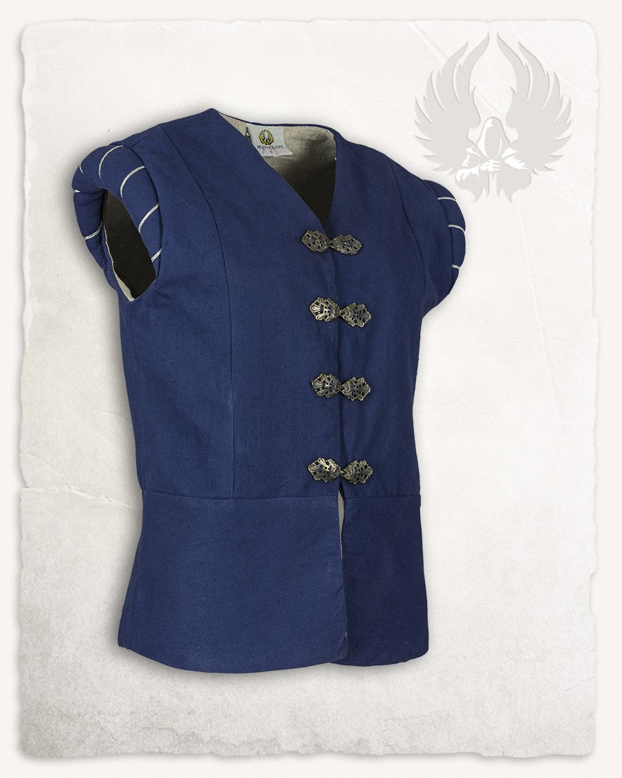Gilet doublet médiéval Geoffrey en toile bleue