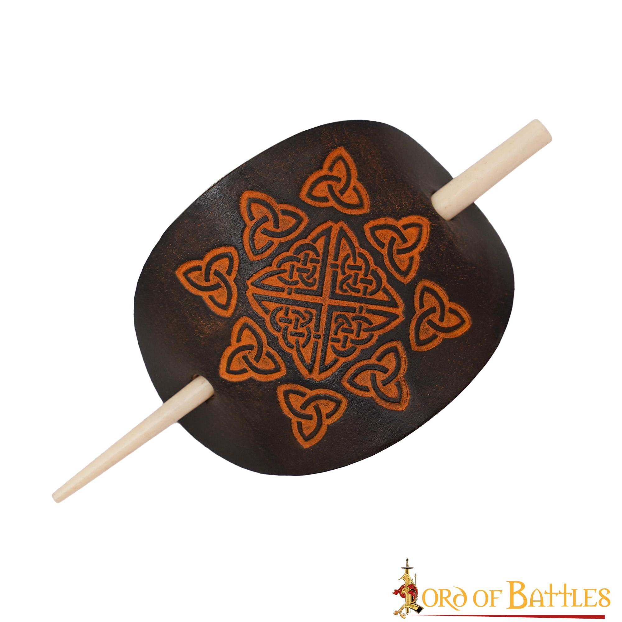 Broche à cheveux en cuir avec barrette en os véritable