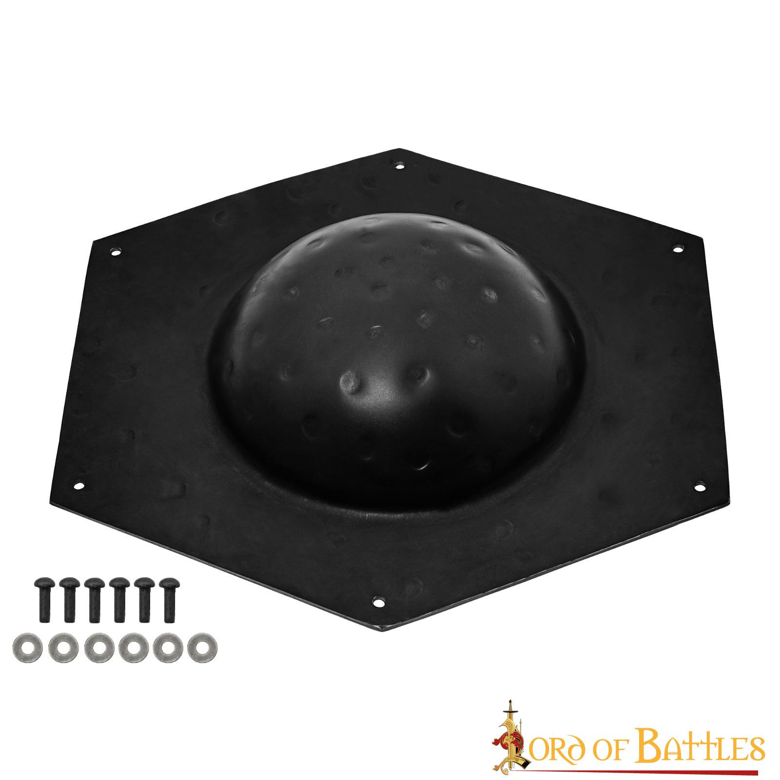 Umbo hexagonal pour bouclier romain en acier noir
