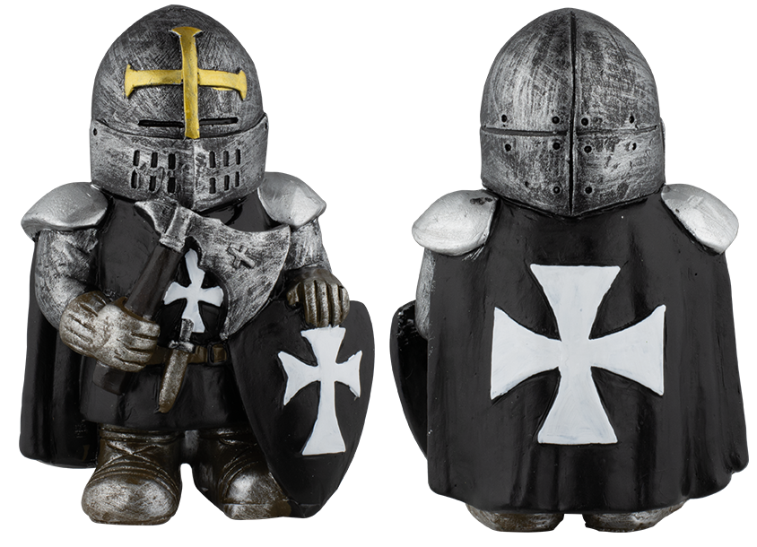 Figurine en résine Chevalier Hospitalier avec bouclier et hache (10 cm.)