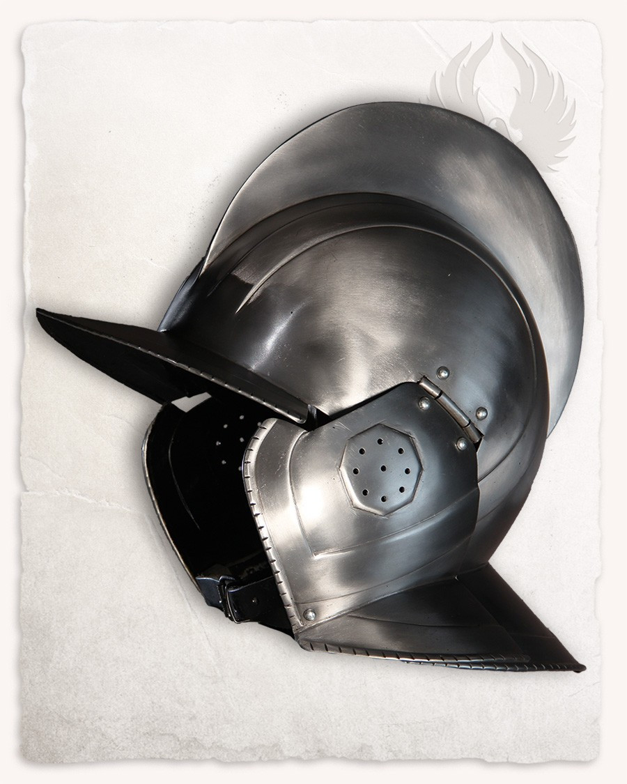 Casque bordeaux acier poli modèle Kaspar
