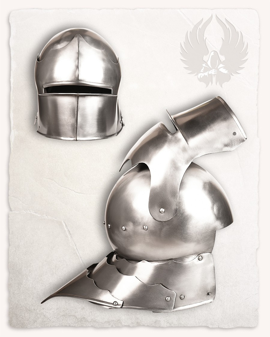 Casque médiéval Sallet acier poli modèle Mathes