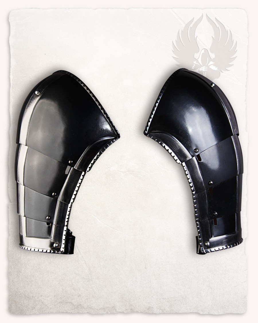 Épaulettes médiévales en acier noirci modèle Kaspar