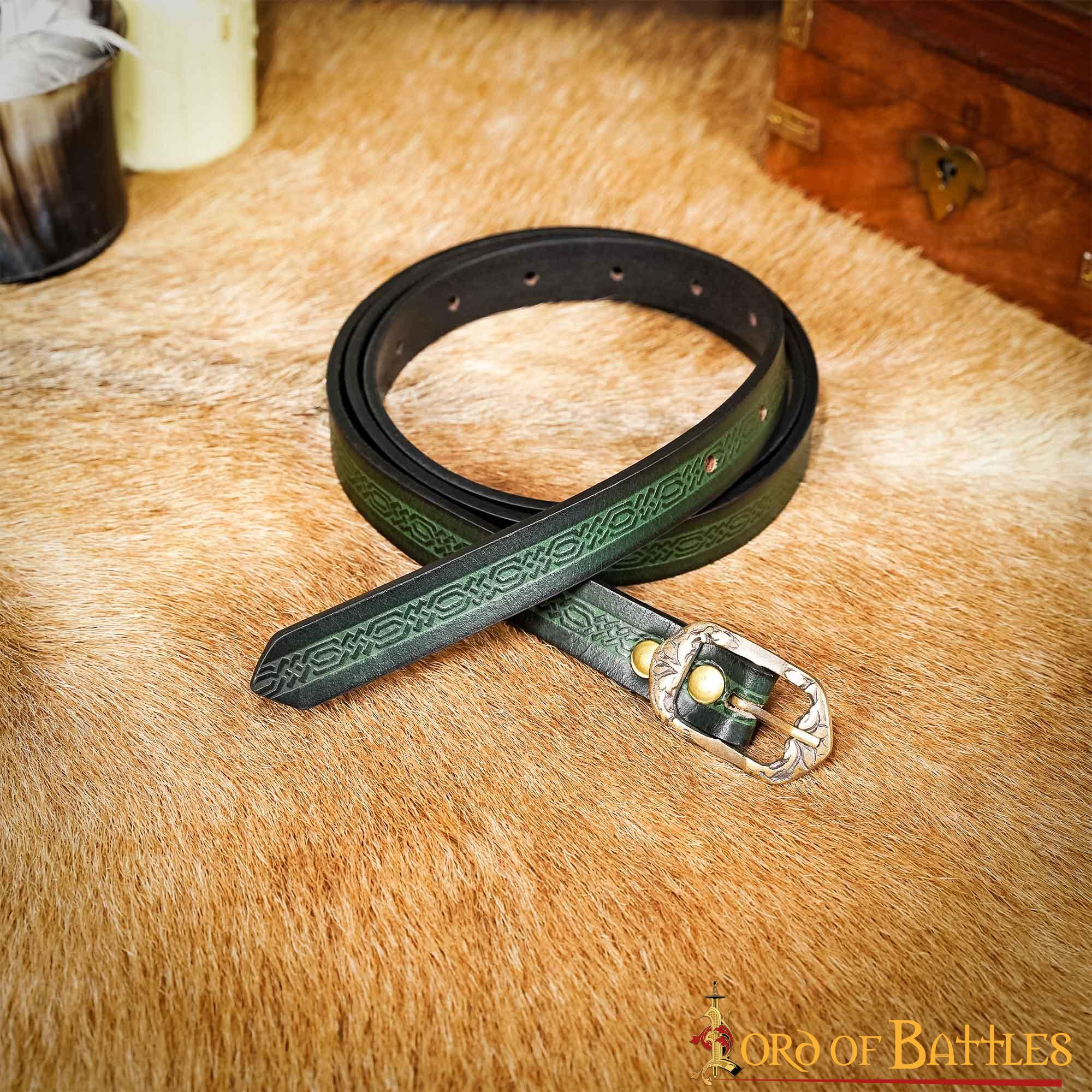 Ceinture médiévale grenat avec motif en relief