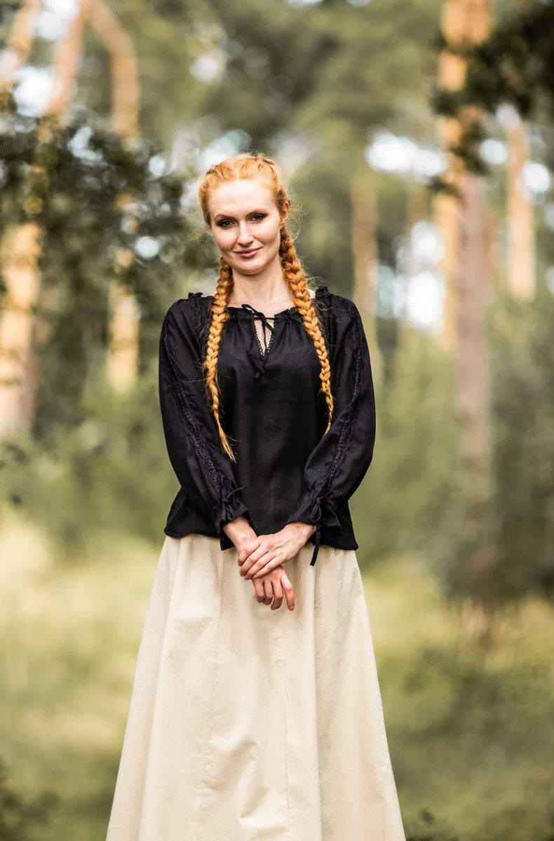 Chemisier femme médiévale Bettina, noir