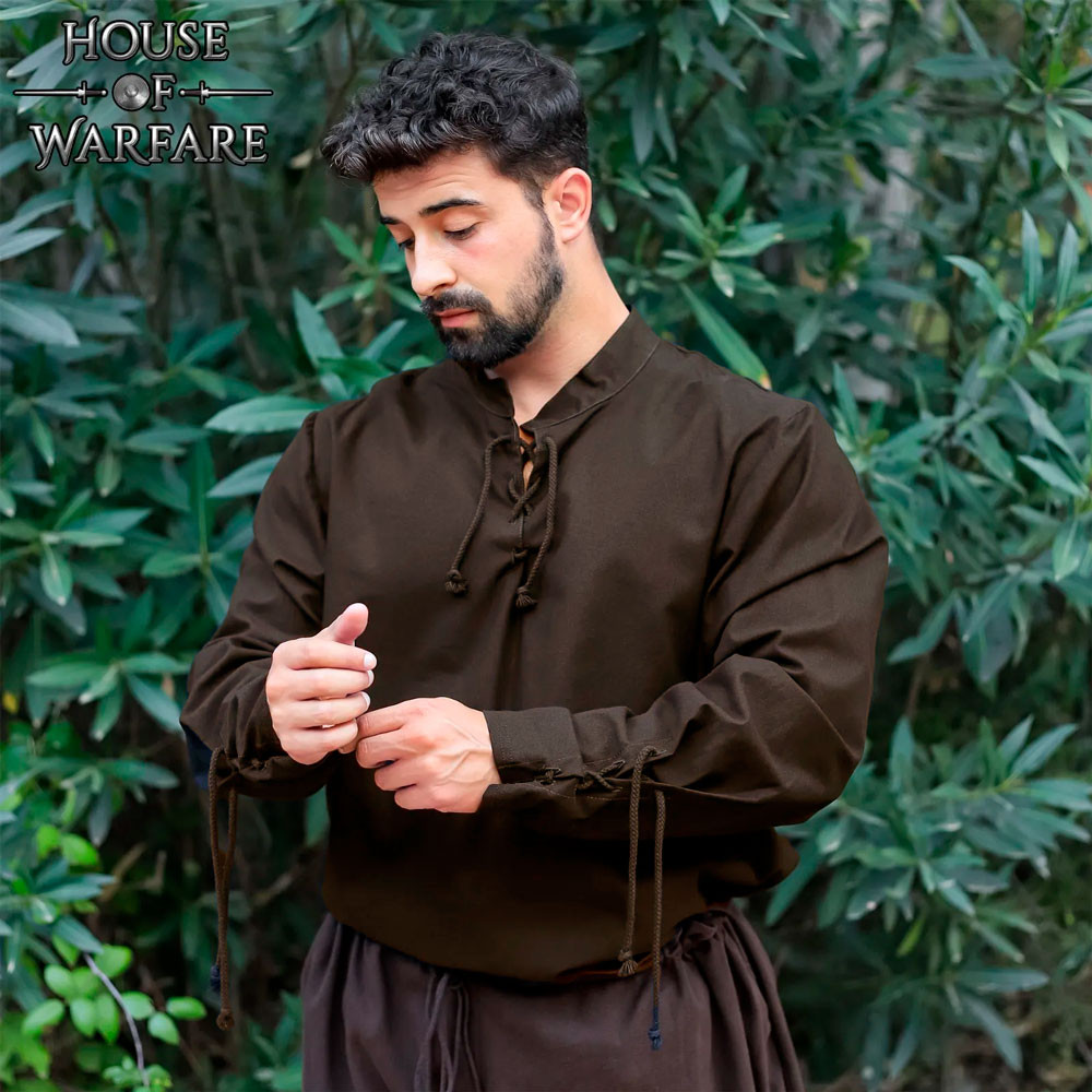 Chemise médiévale en coton modèle Luigi, marron