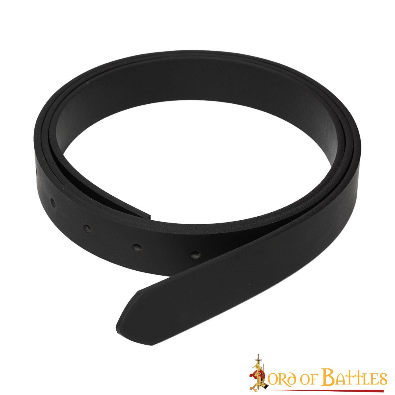 Ceinture médiévale en cuir noir sans boucle, (2,5 cm.)