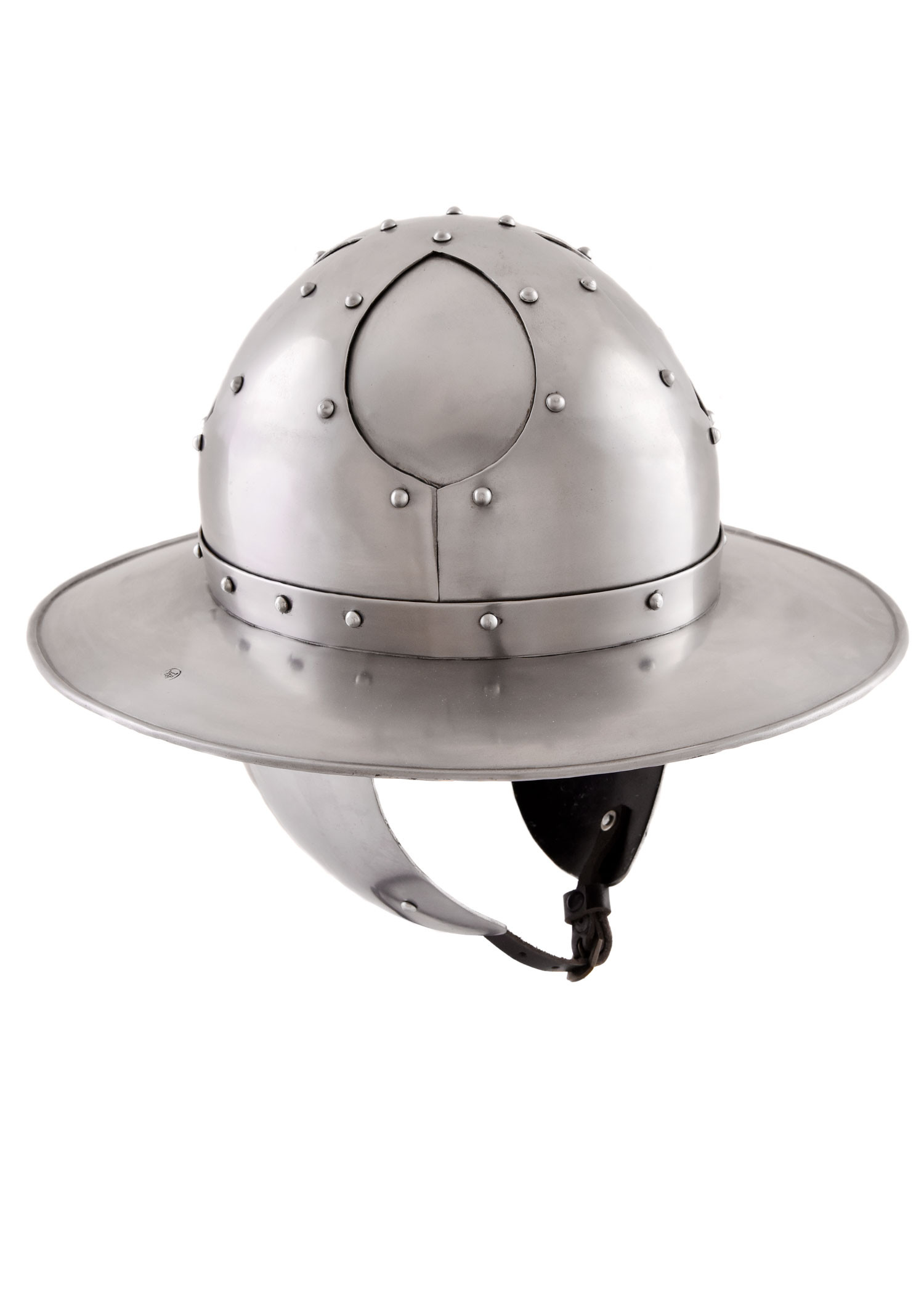 Casque de bouilloire avec protection des oreilles et des joues, XVe siècle