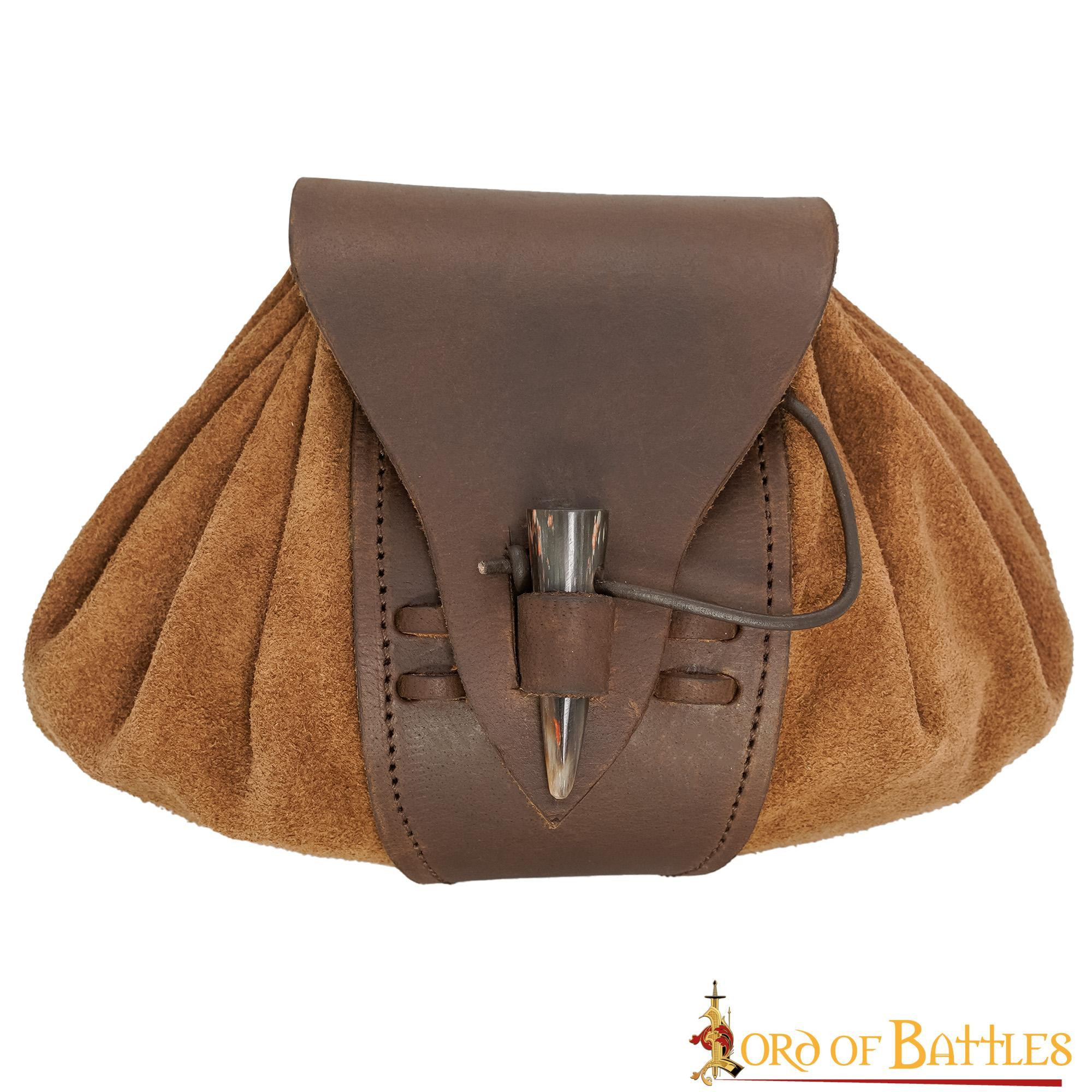 Sac ceinture médiéval en cuir avec fermeture en corne