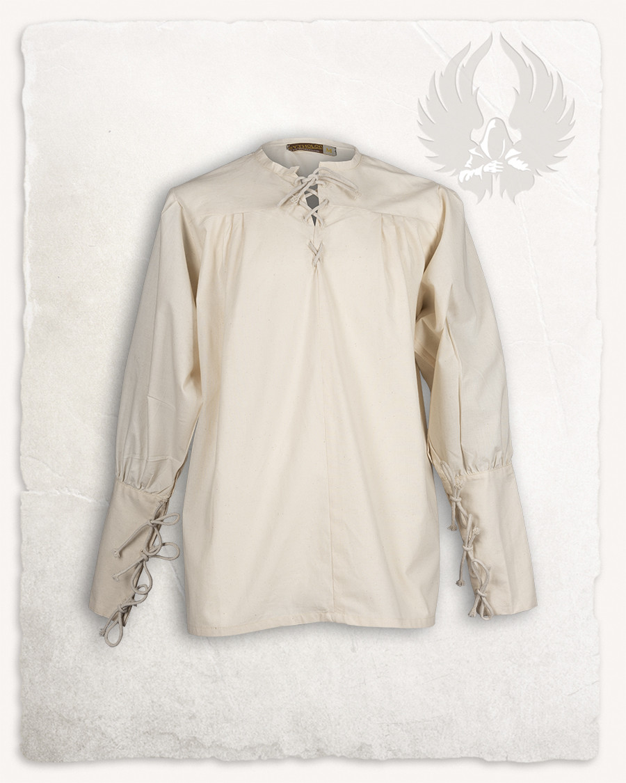 Chemise médiévale en coton Simon, crème