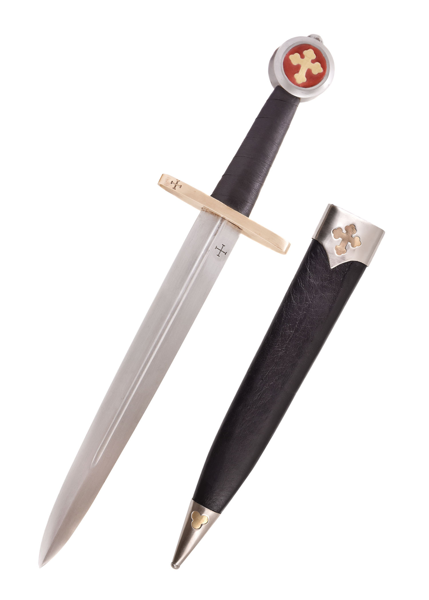 Dague templi de milice médiévale avec fourreau, 42 cm.
