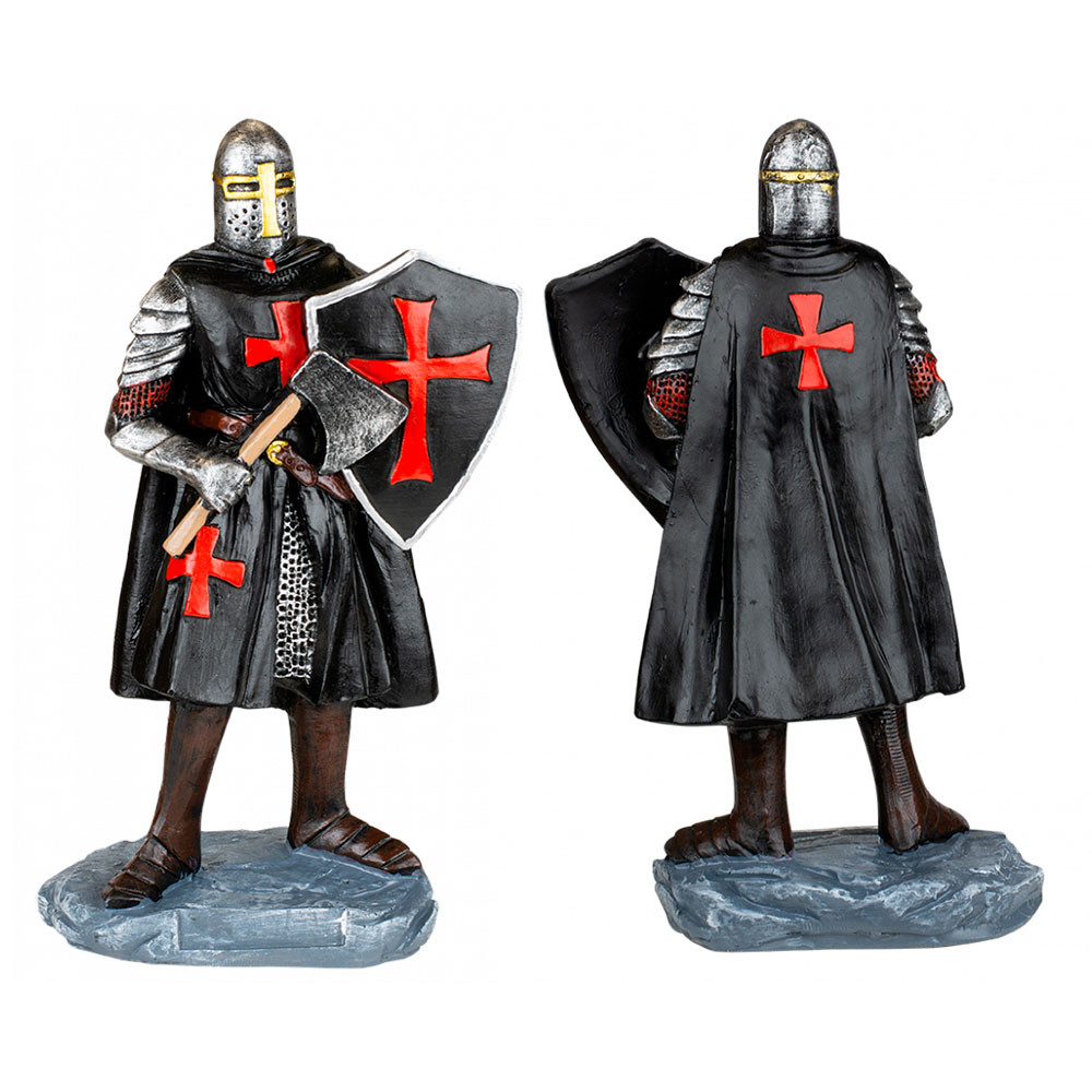 Chevalier d'hôpital miniature avec bouclier et hache (8 cm.)
