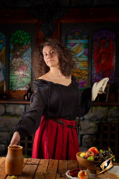 Chemise médiévale froissée, noire