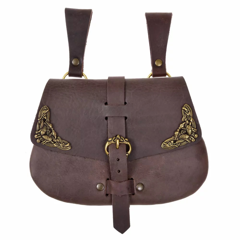 Sac en cuir médiéval irlandais (20 x 20 cm.)