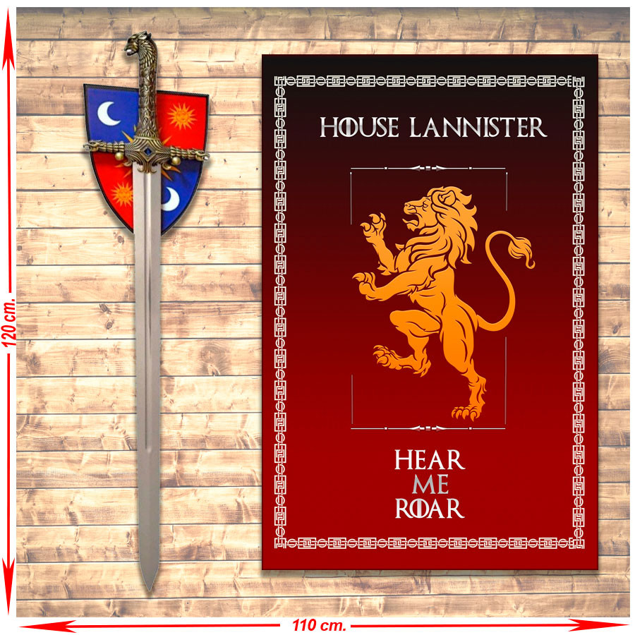 Pack bannière + épée du gardien du serment Jamie Lannister, Game of Thrones