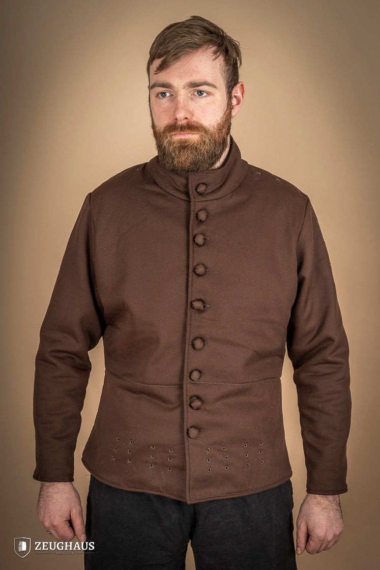 Pourpoint médiéval en coton modèle Arming, marron
