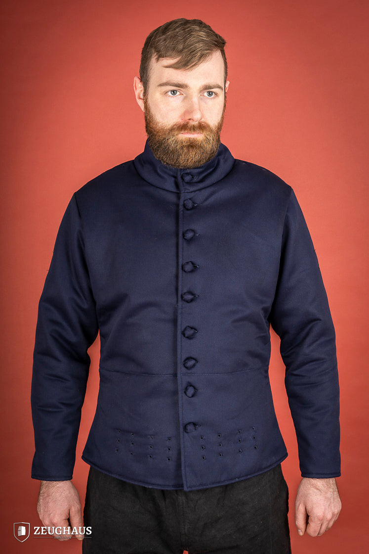 Pourpoint médiéval en coton modèle Arming, bleu