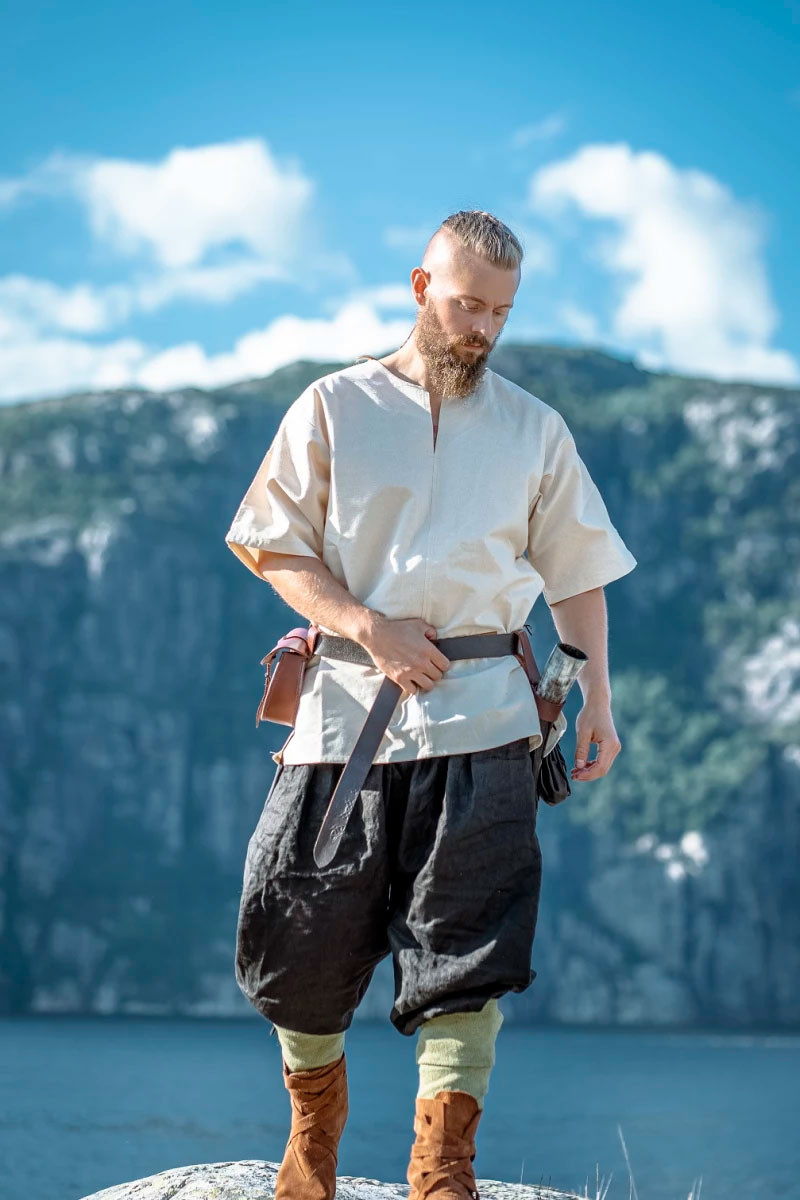 Tunique viking manches courtes Olaf, blanc naturel