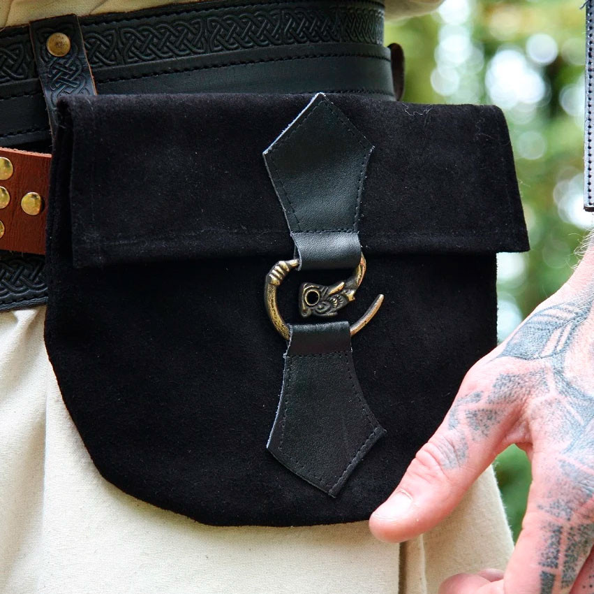 Sac en cuir médiéval modèle Will, noir