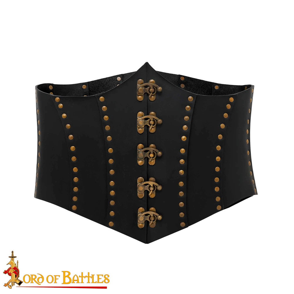 Anne Bony Corset pirate en cuir noir