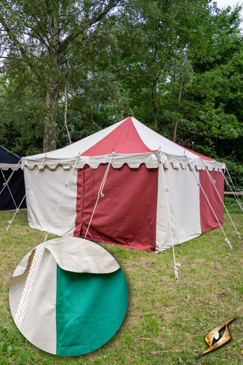 Chapiteau médiéval vert naturel 4 x 4 mètres (version compacte)