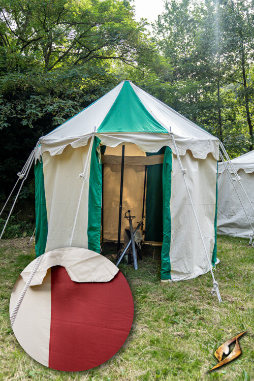 Tente médiévale pavillon rouge naturel 3 mètres. (Version compacte)