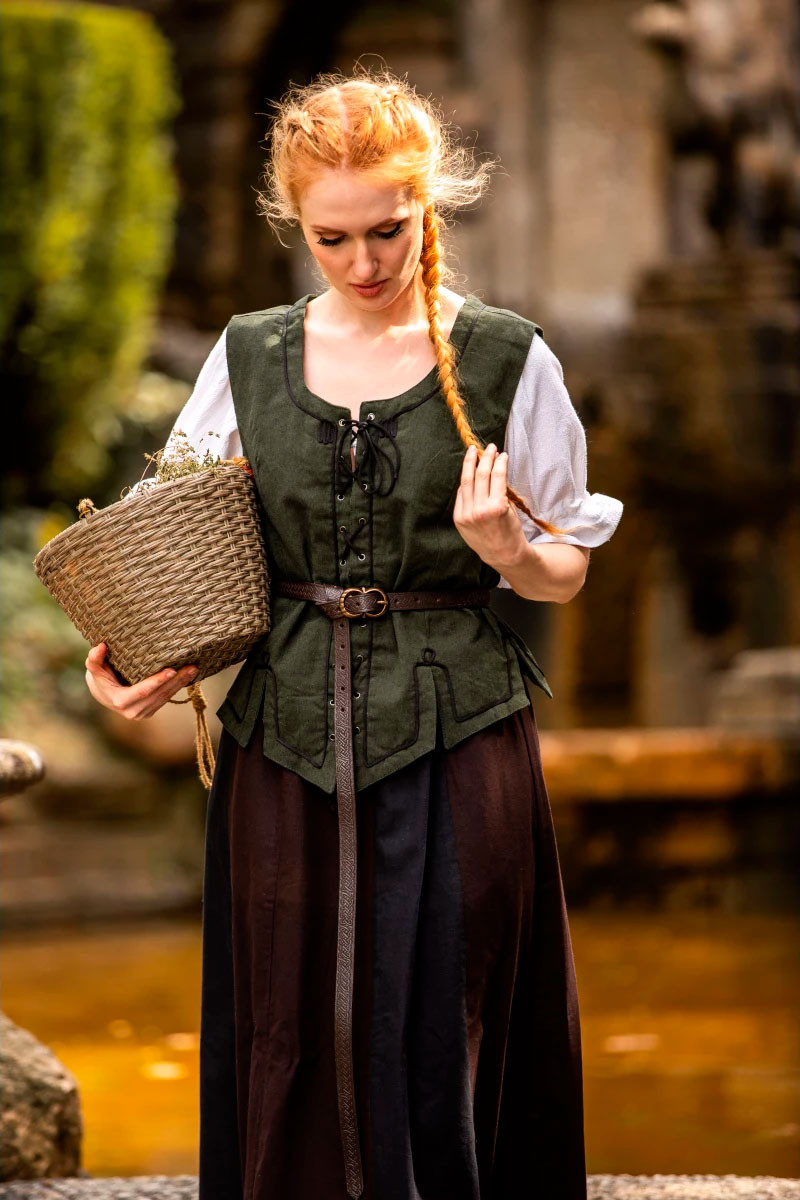 Gilet médiéval femme modèle Selma, vert