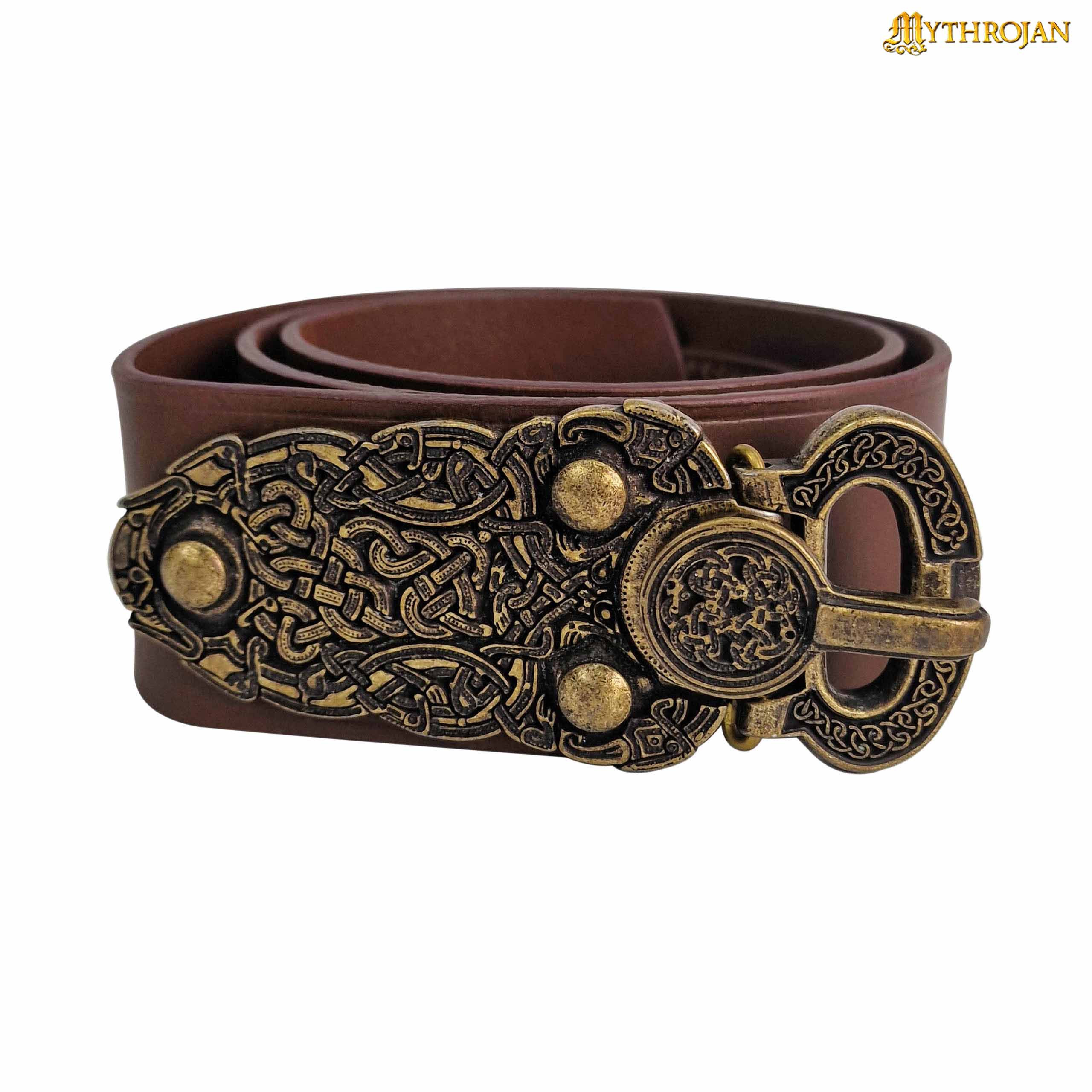 Ceinture médiévale Viking Warrior en cuir, couleur marron