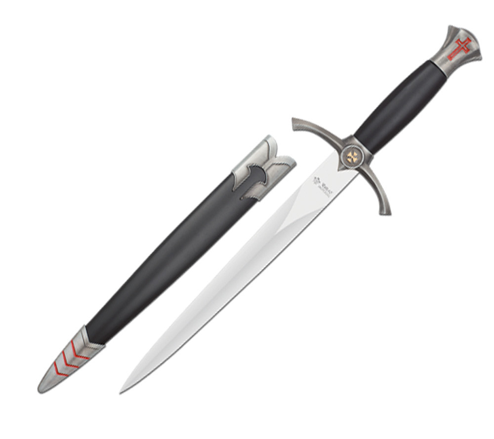 Dague croix templière avec fourreau décoratif (39,60 cm)
