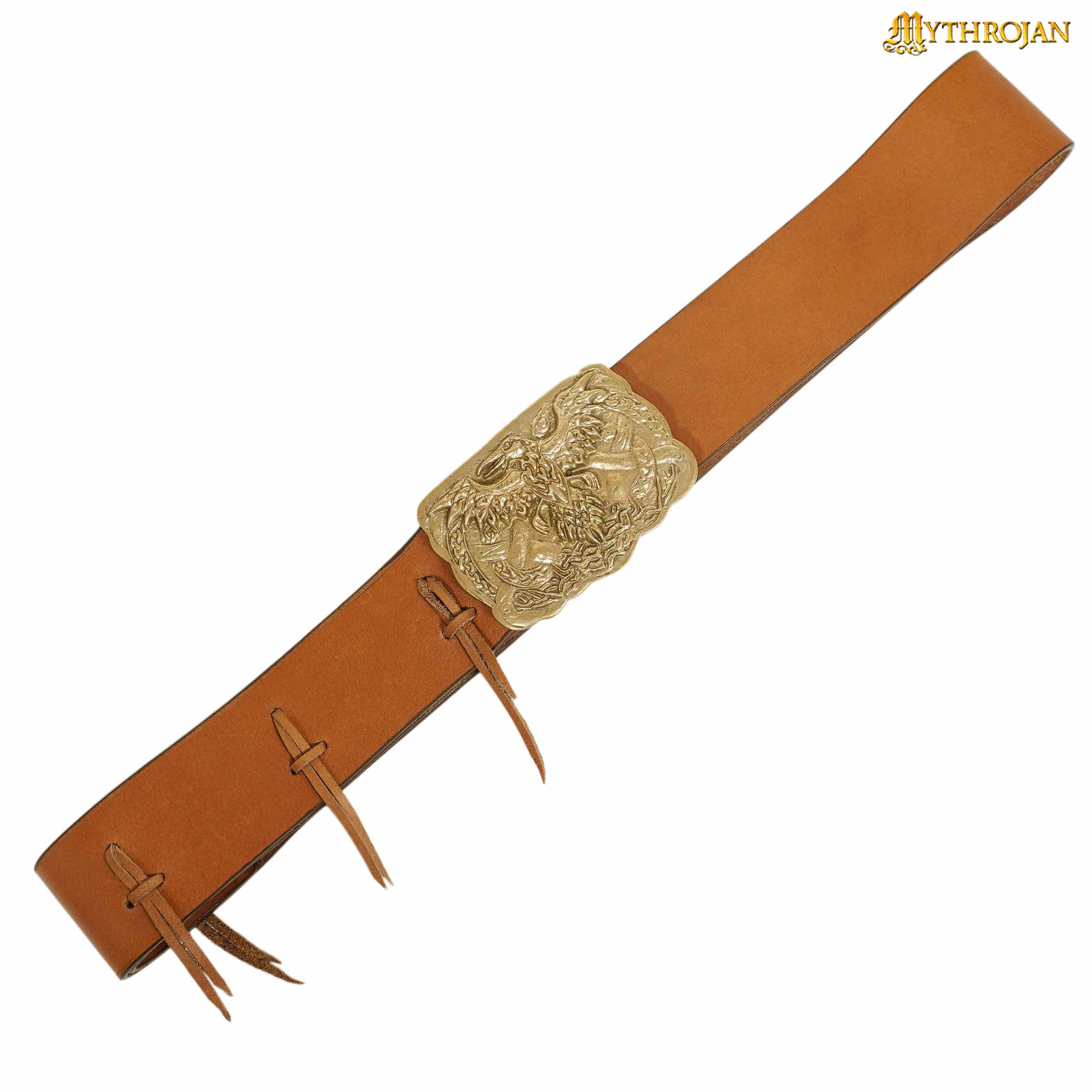 Ceinture viking vintage boucle en laiton corbeau d'Odin