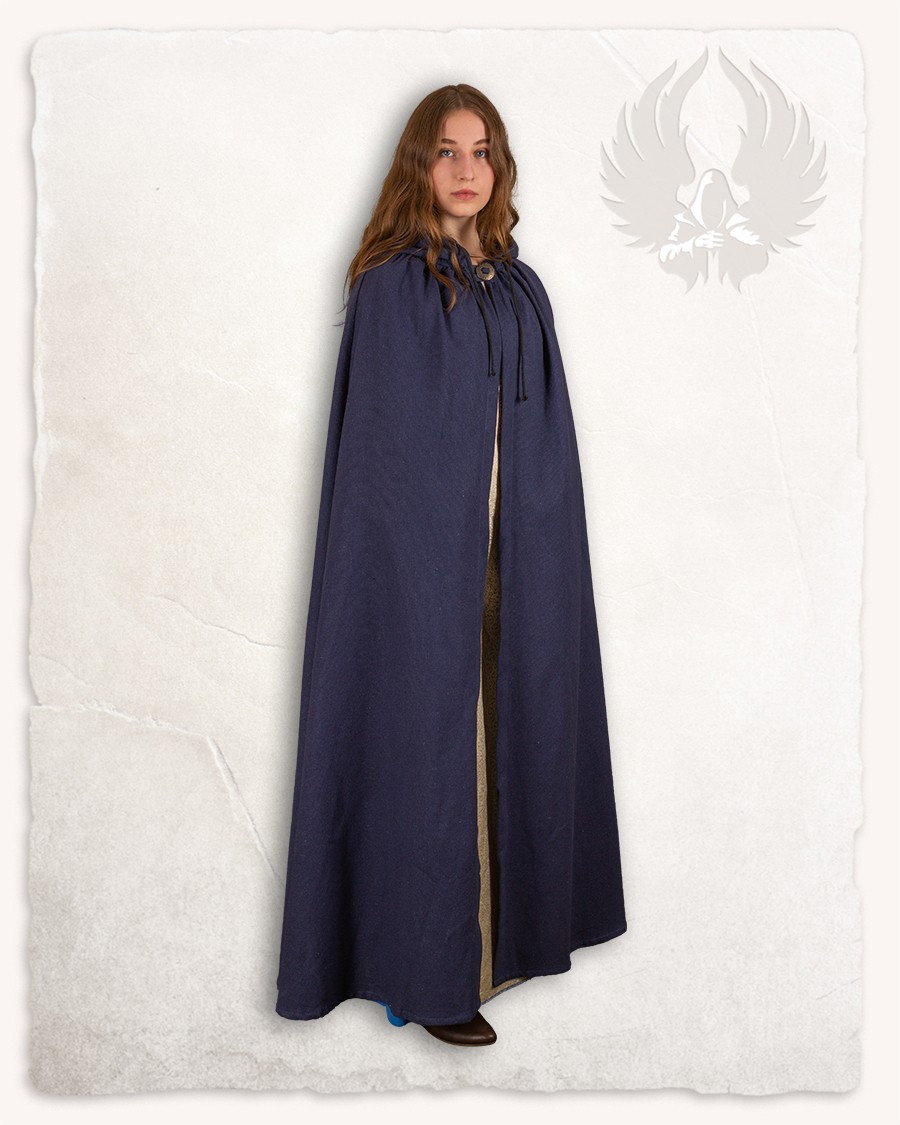 Capa médiévale en coton modèle Aaron, couleur bleue