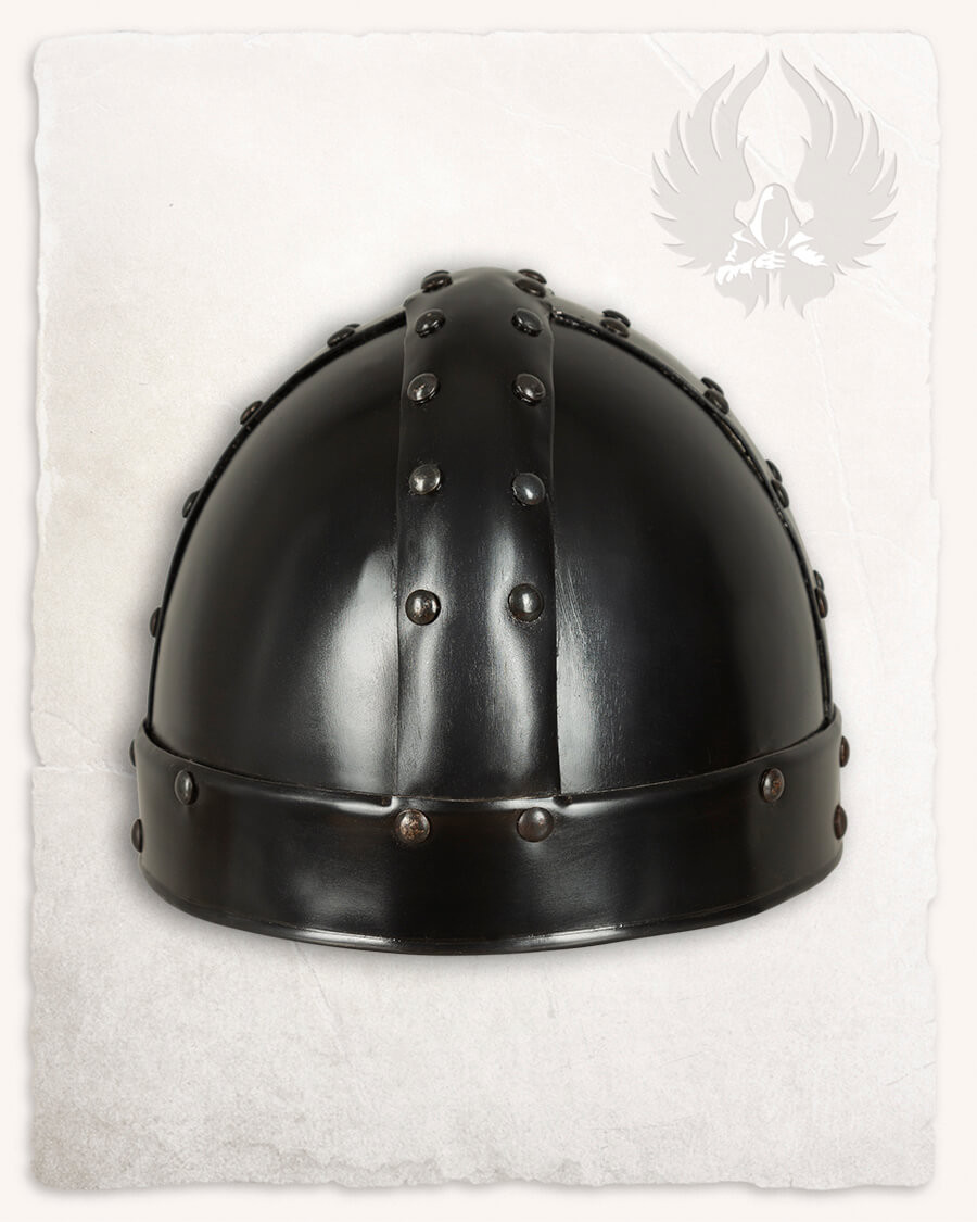Casque de type Spangenhelm en acier modèle Thorsten, finition noircissante
