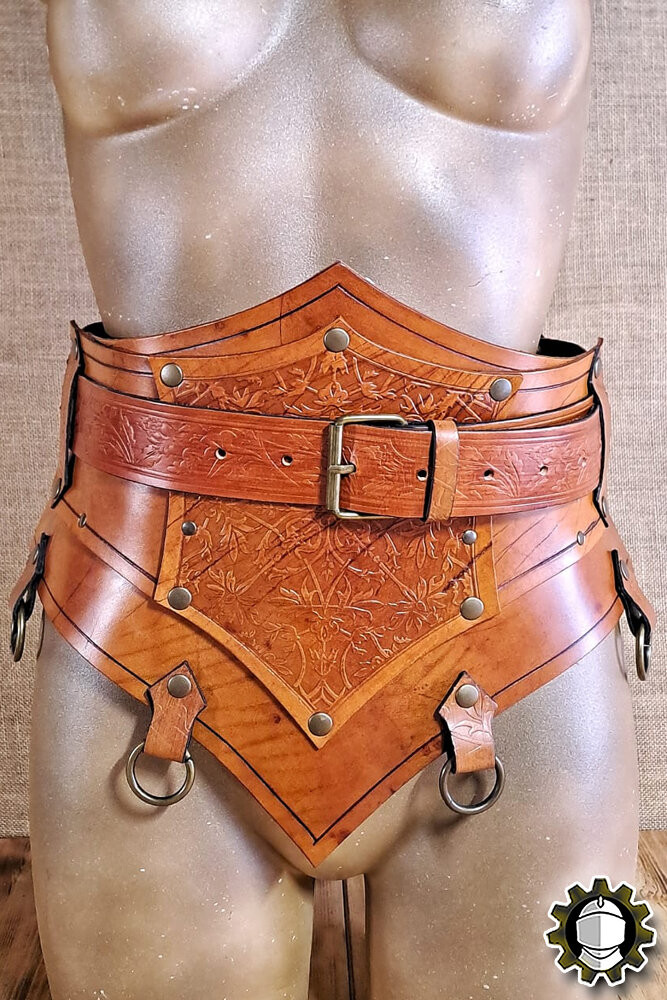 Corset médiéval en cuir avec ceinture modèle Senua, couleur marron
