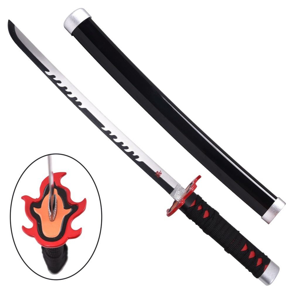 Mini Katana Tanjirou Kamado feu, lame en bambou
