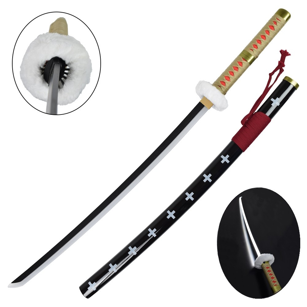Katana Trafalgar Law One Piece en bambou, LED, tressé doré