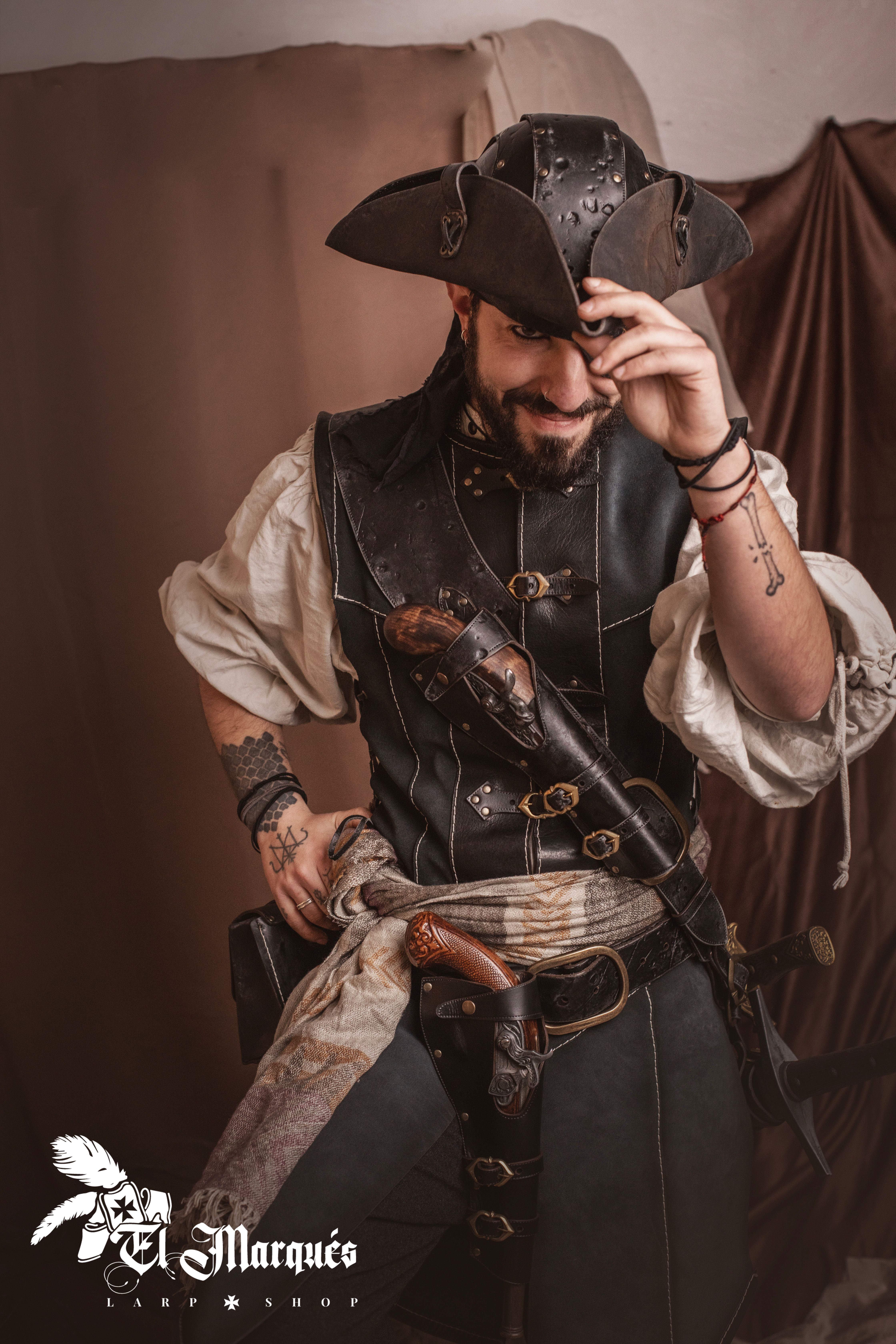Veste noire pour pirates, hommes