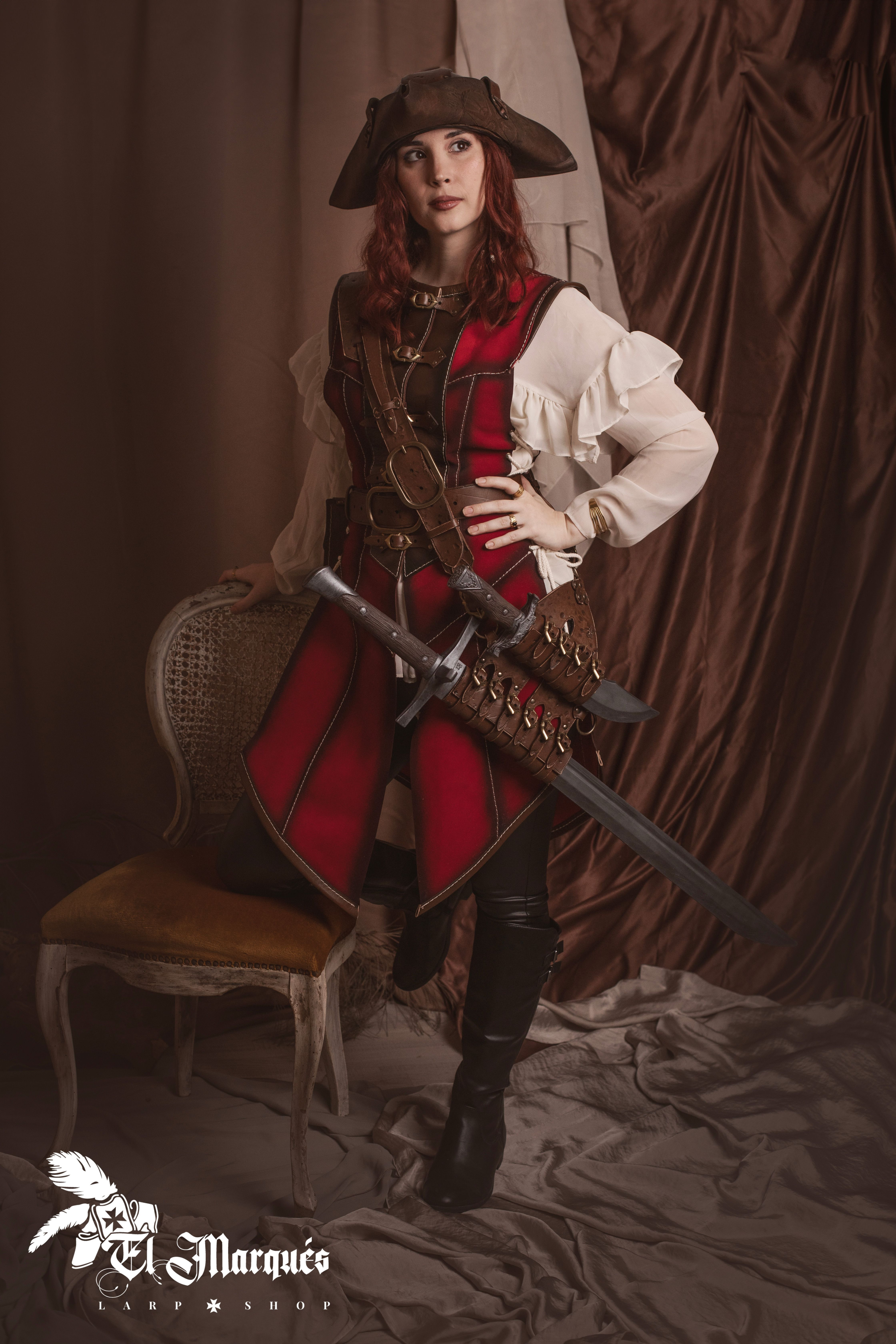 Veste rouge pour femmes pirates
