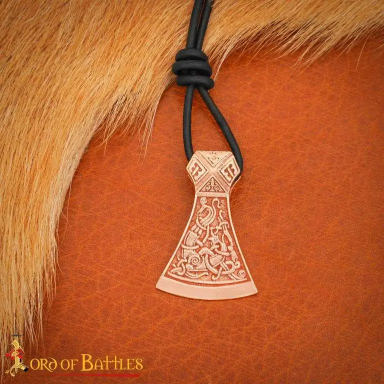 Pendentif hache celtique-viking, finition bronze