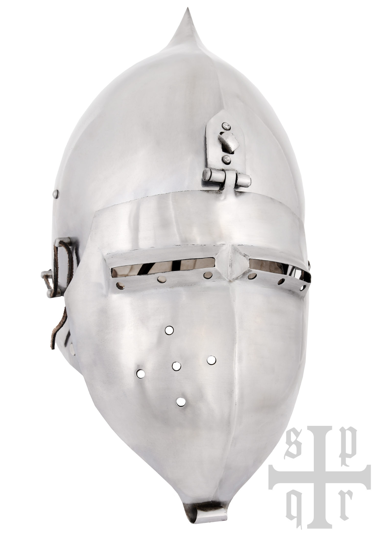 Casque médiéval avec visière et couvercle en forme d'oignon