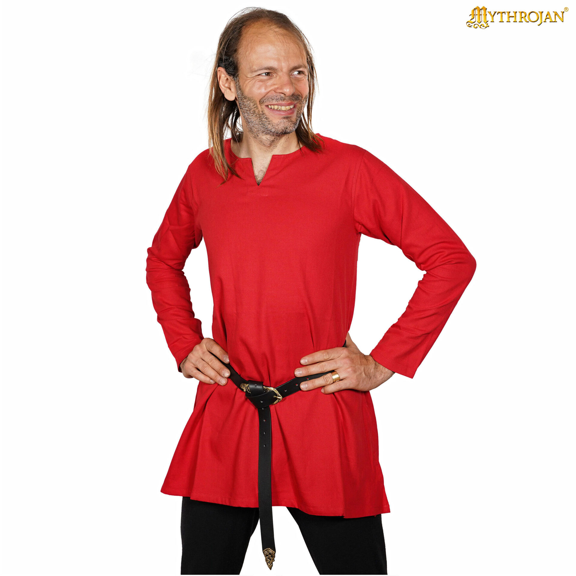 Tunique médiévale en coton modèle Raider, couleur rouge