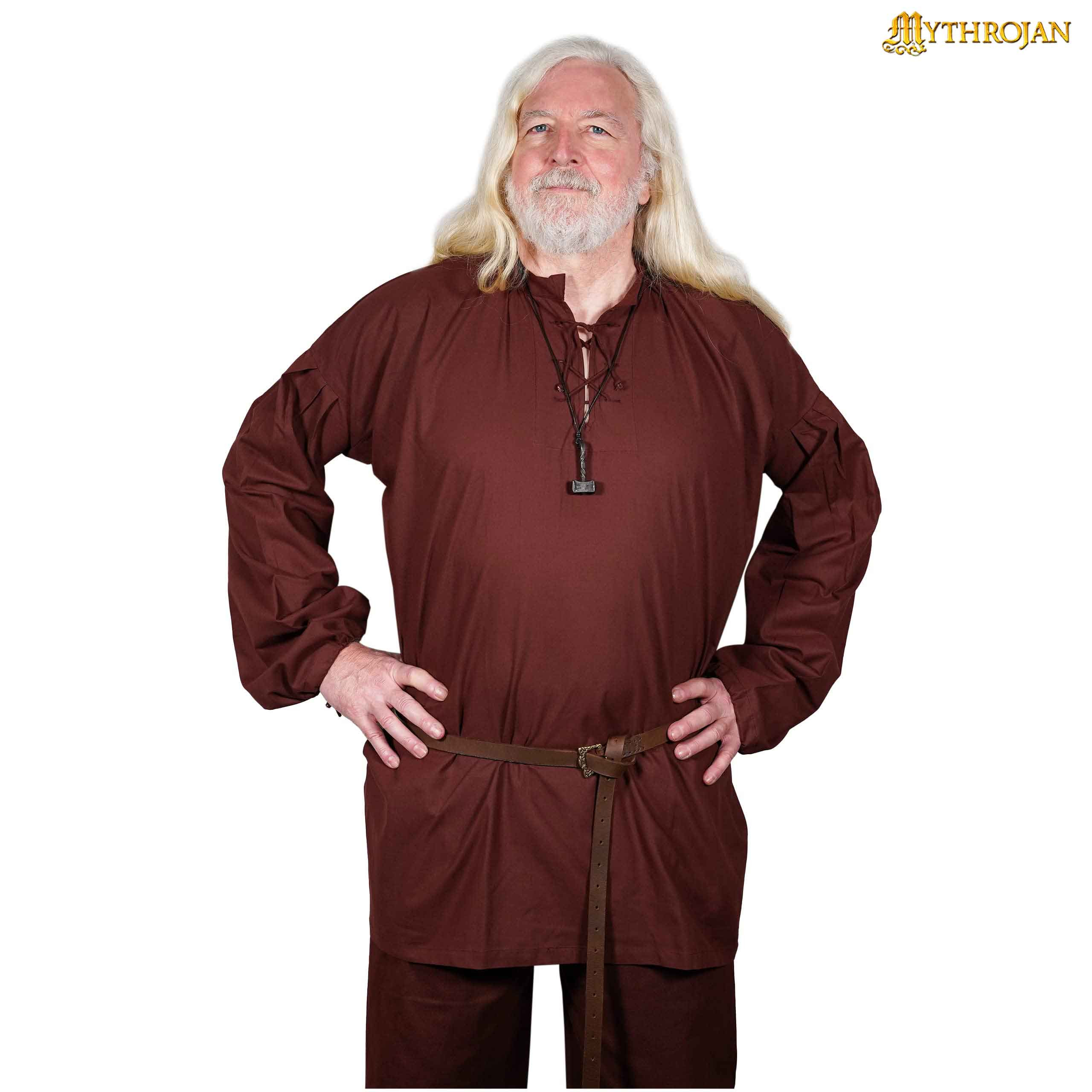 Chemise viking en coton modèle Aventurier, couleur marron