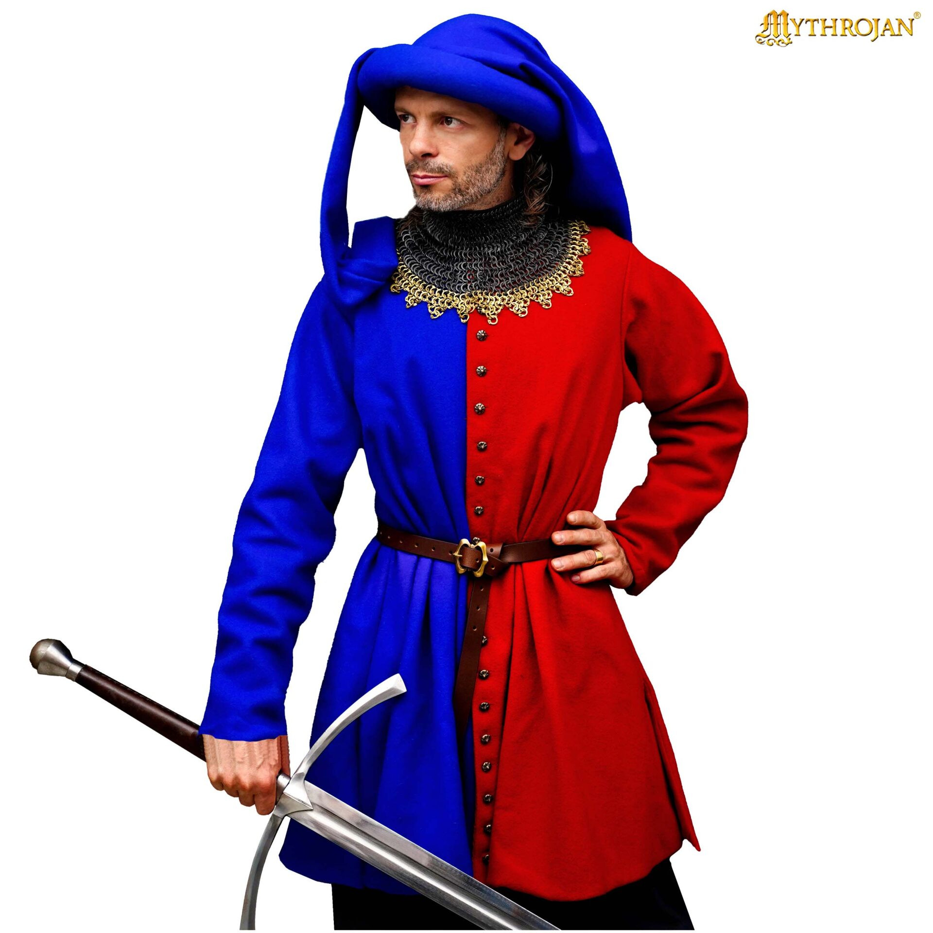 Manteau médiéval en laine des XIVe-XVe siècles modèle Houppelande