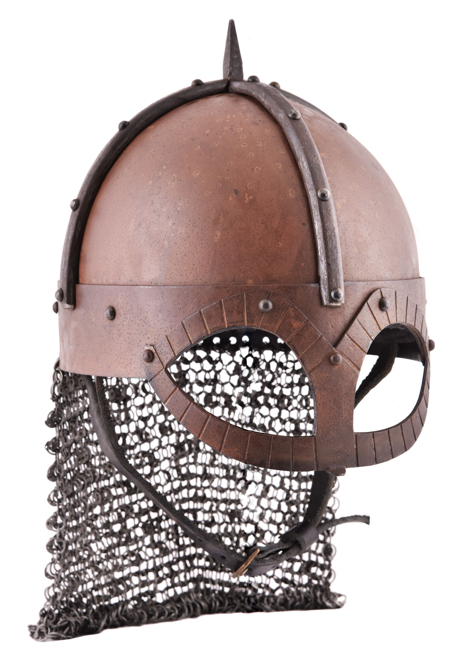 Casque viking Gjermundbu avec cotte de mailles, prêt au combat