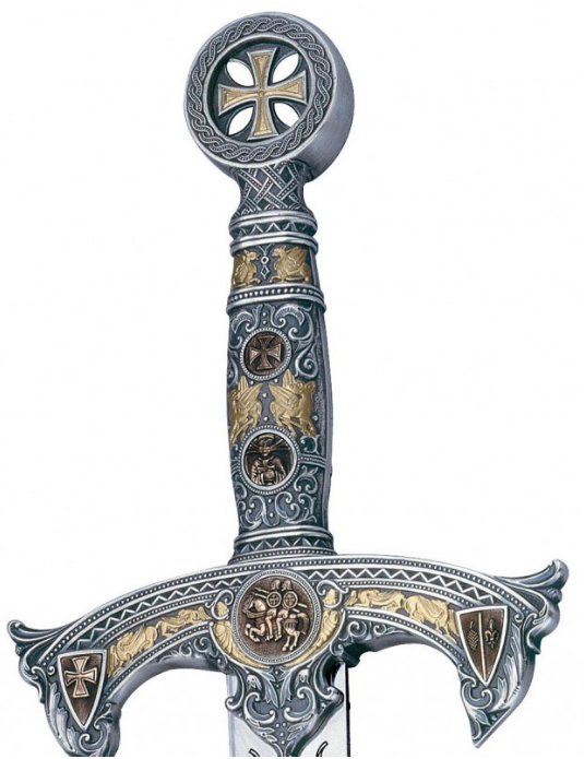 Silver épée Templiers 1 - Épée des Templiers Décorée
