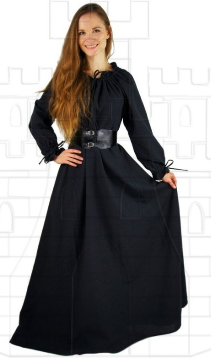 Vestido medieval mujer largo negro - Des Chemisiers et des chemises mediévales