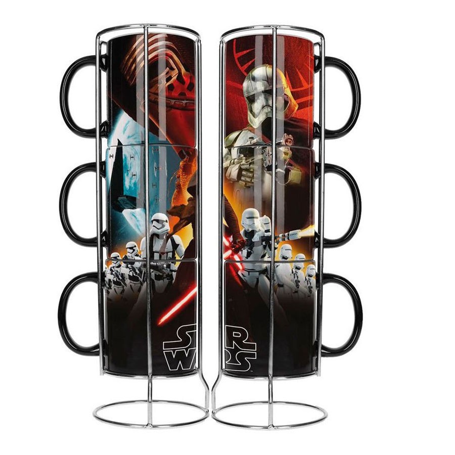 Lot de 3 mugs Star Wars empilables en céramique. Ep7