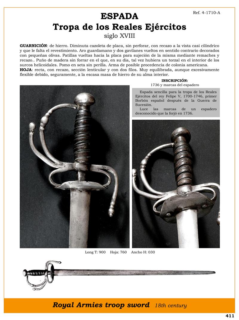 espada jpg 1745816966 1745818061 - Épée historique du XVIIIe siècle : Troupe des armées royales