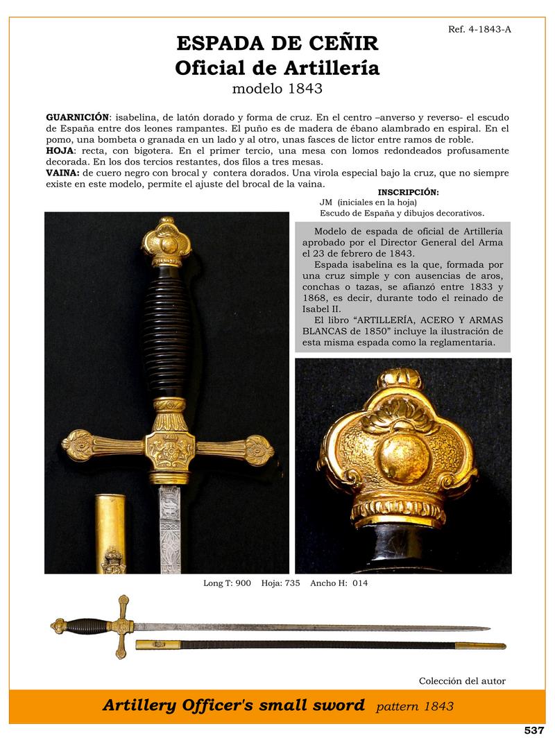 espada de ceir jpg 1748387371 1748408994 - Épée isabéline d'artillerie 1843 : Conception et histoire