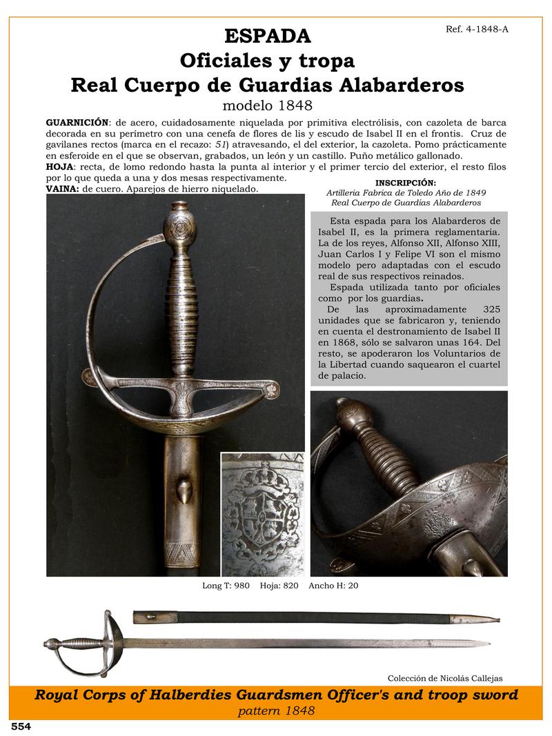 espada oficiales y tropa ref 4 1848 a real cuerpo de guardias alabarderos modelo 1848 jpg 1748689772 1748690046 - Épée Hallebardiers Isabelle II : Histoire et Caractéristiques Uniques
